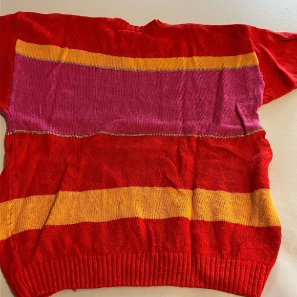 VINTAGE Herb Ghestler by Joni Breschel Red Pink sweater M - Picture 3 of 9